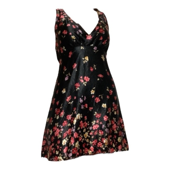 Vintage 90s Y2K Satin Floral Mini Dress Size S - Picture 1 of 8